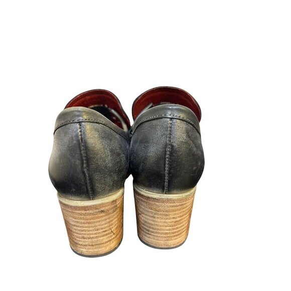 Free Bird By Steven Chevelle Leather Heeled Loafers Black Size 9 - Picture 4 of 9